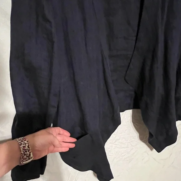 L 14/16 100% Linen Waterfall Open Front Deep Blue Coldwater Creek Top - Picture 9 of 11